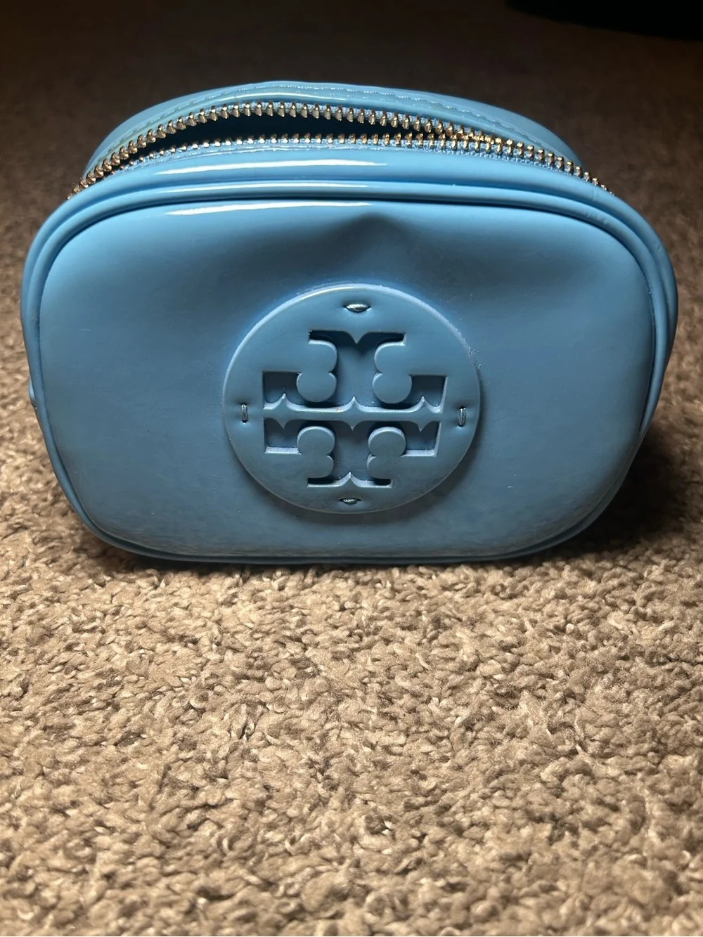 Tory Burch Light Blue Logo Cosmetic Case